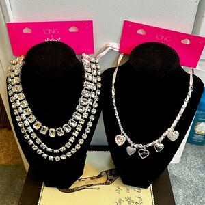 Icing Silver and Clear Gemstone Necklace Duo “Sliving” Paris Hilton